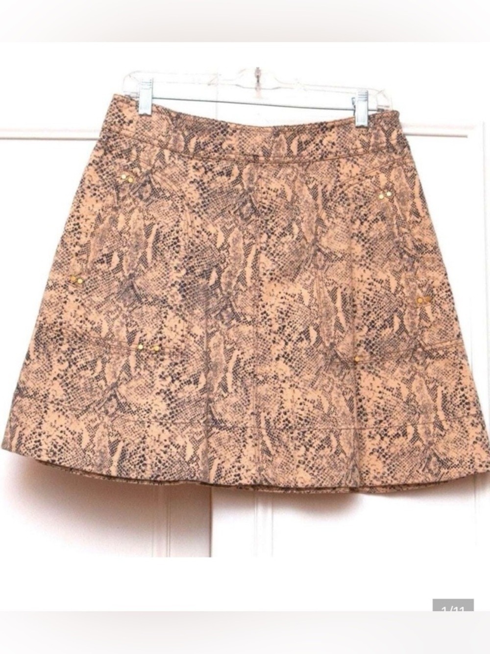 Rebecca Taylor lace up Snake Print Aline Skirt size 4